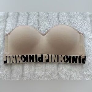 PINK strapless bandeau tan
